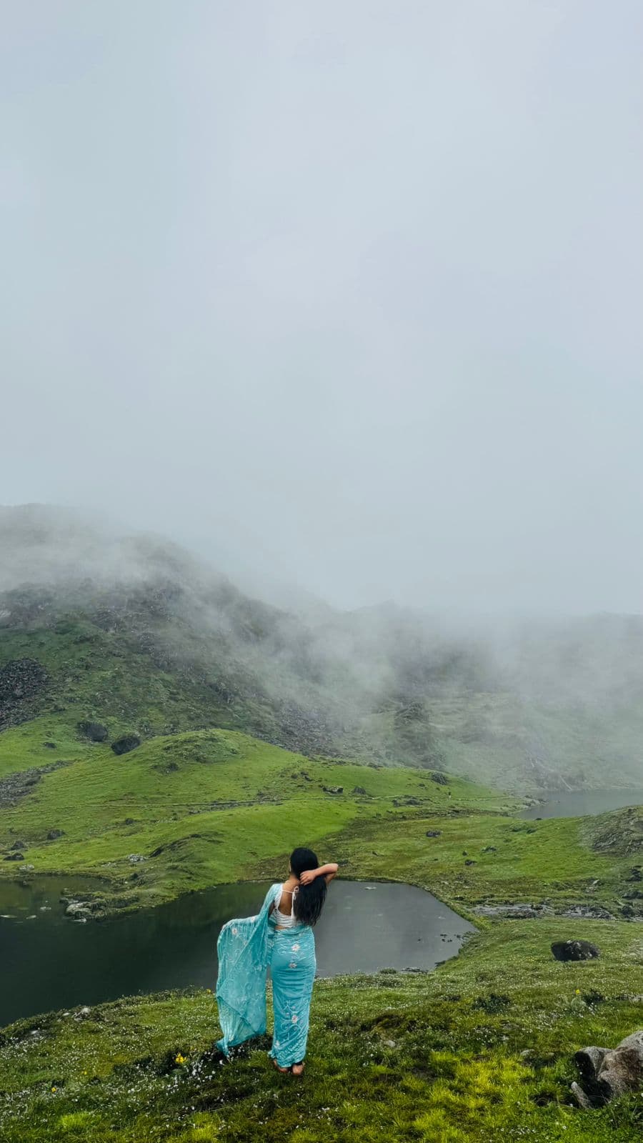 Lady in Sari Standing at Panchpokhari